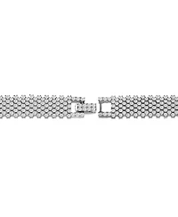 Sterling Silver with Rhodium Plated Clear Round Cubic Zirconia Five Row Bracelet