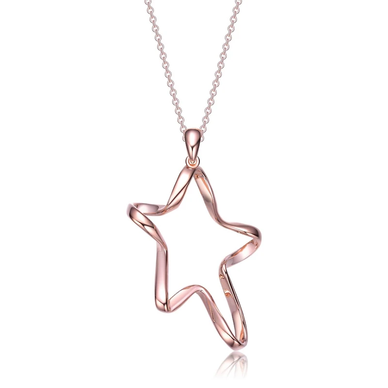 Classy Sterling Silver with Rhodium Plating Star Halo Necklace
