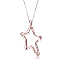 Classy Sterling Silver with Rhodium Plating Star Halo Necklace