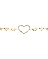 Cubic Zirconia Heart Halo Charm Kids/Teens Bracelet Sterling Silver