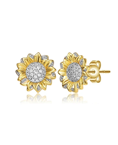 Chic 14K Gold Plated Cubic Zirconia Stud Earrings