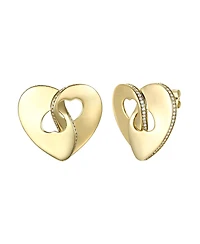 14k Gold Plated with Cubic Zirconia Modern Abstract Flower Stud Earrings