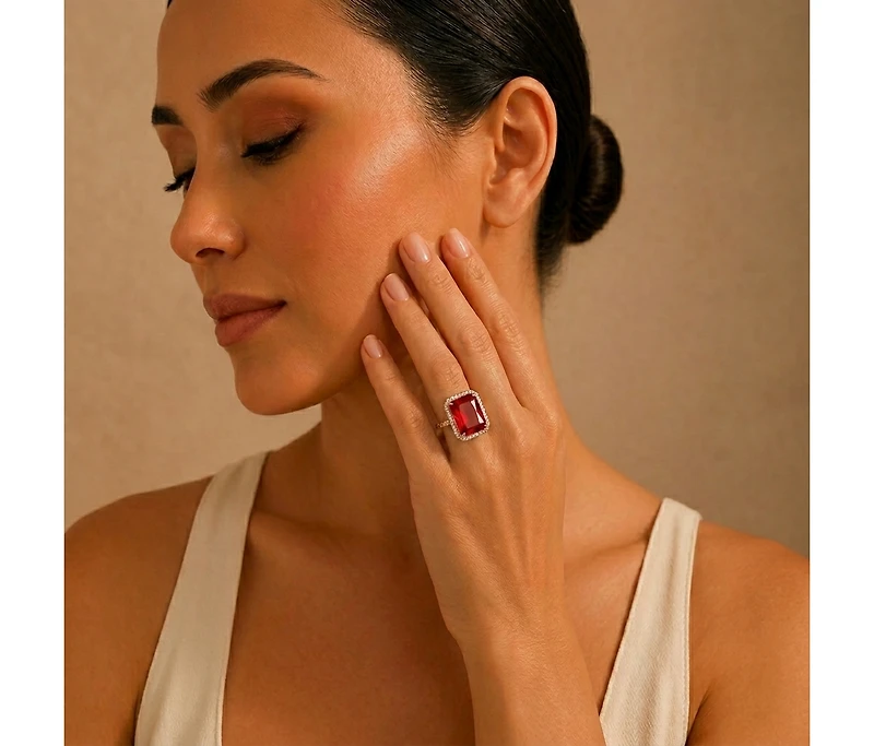 Sterling Silver Red Cubic Zirconia Statement Ring