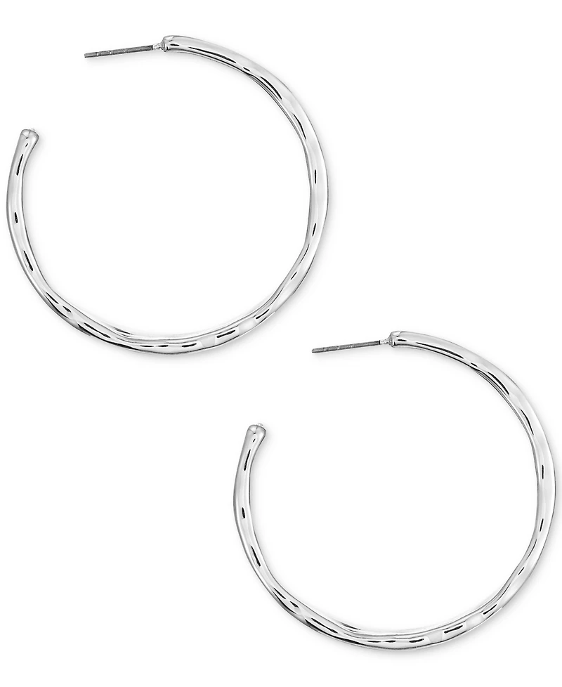 Style & Co Silver-Tone Hammered Medium Hoop Earrings 1.5", Exclusively at Macy's