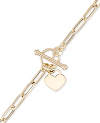 Heart Tag Paperclip Link Toggle Bracelet in 10k Gold