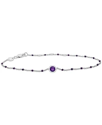 Amethyst (1/6 ct. t.w.) & Enamel Bead Link Bracelet in Sterling Silver