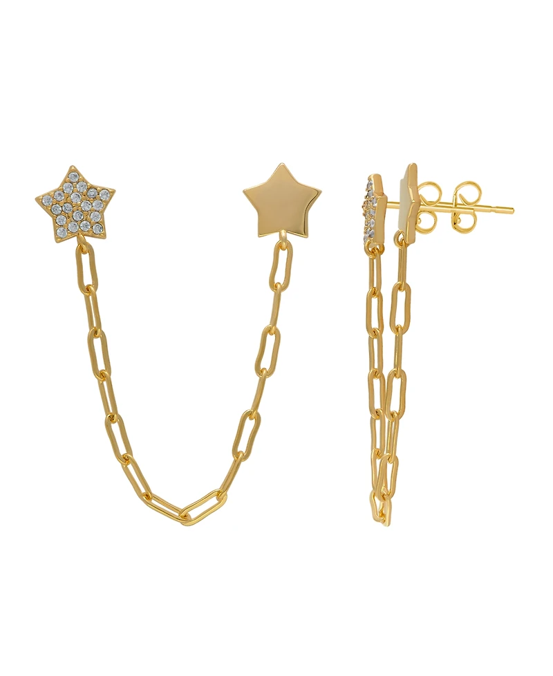 Macy's Cubic Zirconia Double Star Chain Dangling Earrings