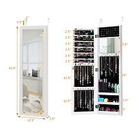 Costway Wall Door Mounted Mirrored Jewelry Cabinet Storage Organizer