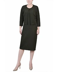 Ny Collection Womens Textured 3 4 Sleeve Two Piece Dress Set