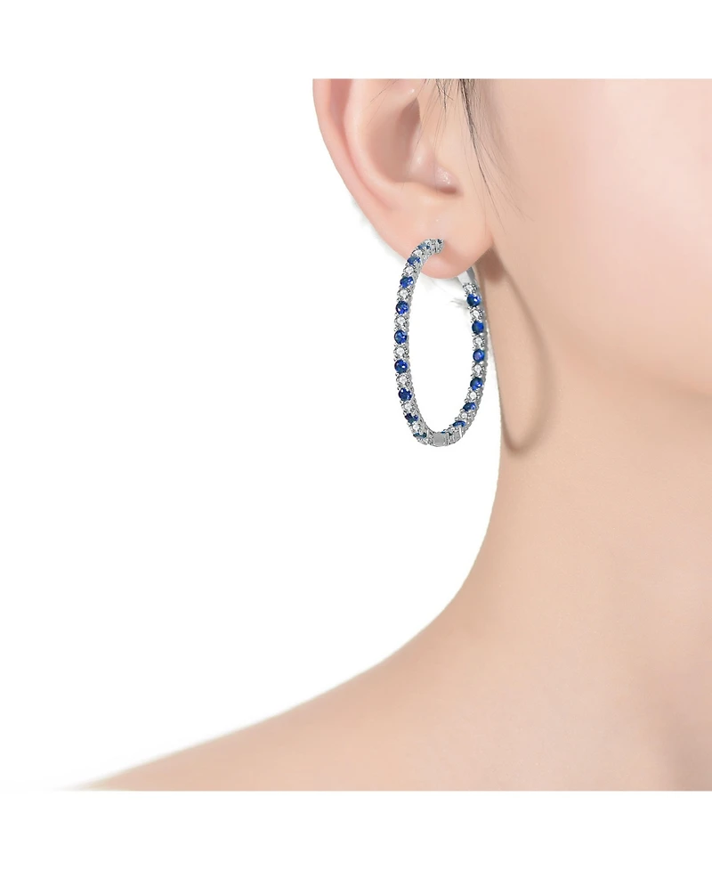 Rhodium Plated Cubic Zirconia Hoop Earrings