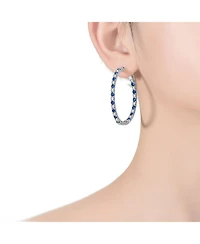 Rhodium Plated Cubic Zirconia Hoop Earrings