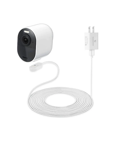 Wasserstein 25ft Weatherproof Outdoor Magnetic Charging Cable w/ Quick Charge Adapter for Arlo Ultra/Ultra 2, Pro 3/Pro 4 (1 Pack, White)