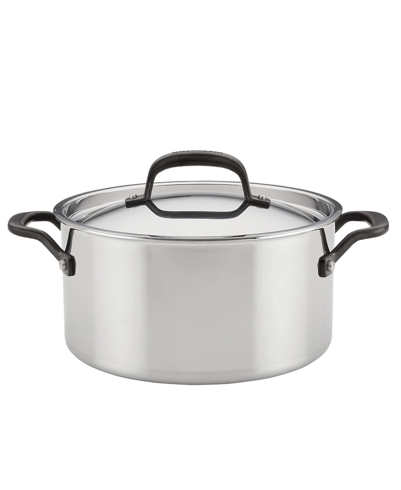 KitchenAid 5-Ply Clad Stainless Steel 6 Quart Induction Stockpot with Lid