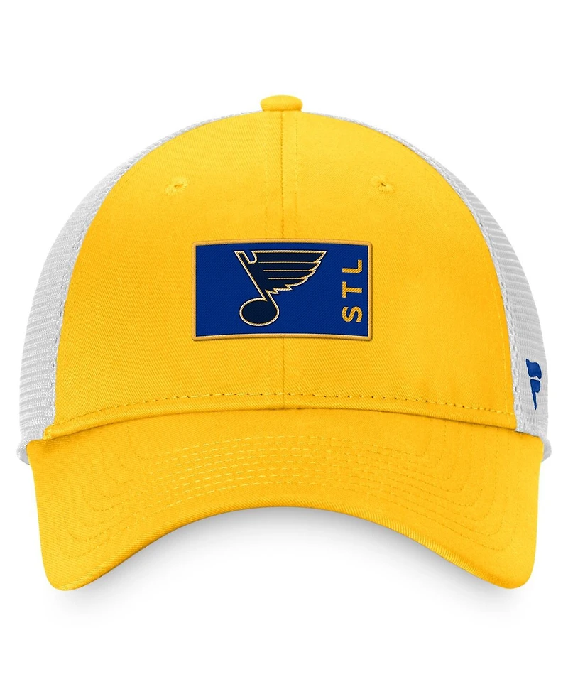 Men's Fanatics Gold, White St. Louis Blues Authentic Pro Rink Trucker Snapback Hat