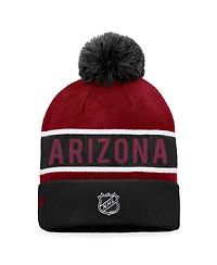 Men's Fanatics Black, Garnet Arizona Coyotes Authentic Pro Rink Cuffed Knit Hat with Pom
