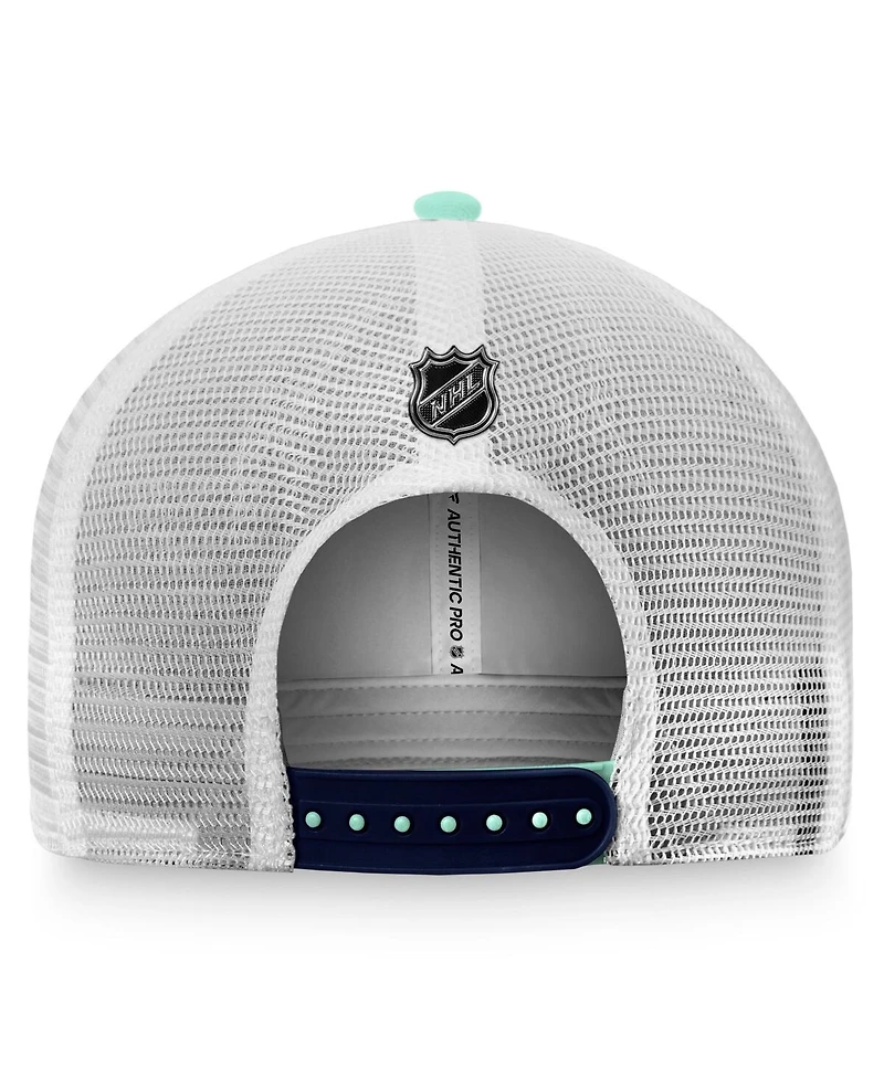 Men's Fanatics Light Blue, White Seattle Kraken Authentic Pro Rink Trucker Snapback Hat