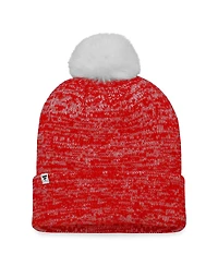 Women's Fanatics Red Calgary Flames Glimmer Cuffed Knit Hat with Pom