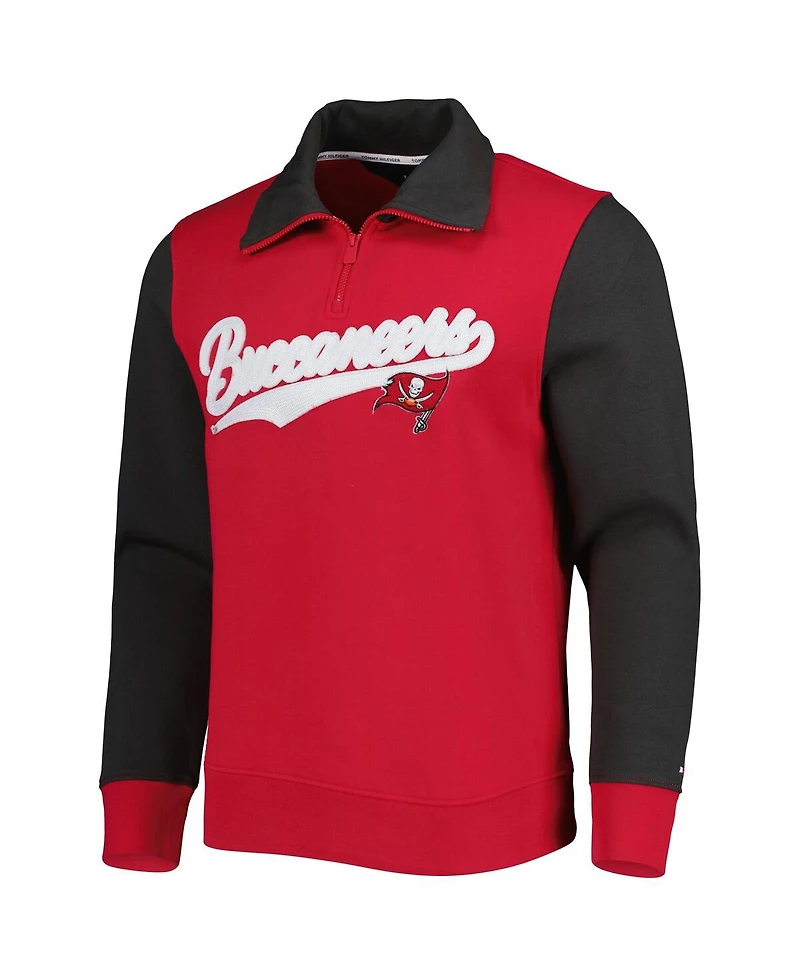 Men's Tommy Hilfiger Red, Pewter Tampa Bay Buccaneers Aiden Quarter-Zip Top