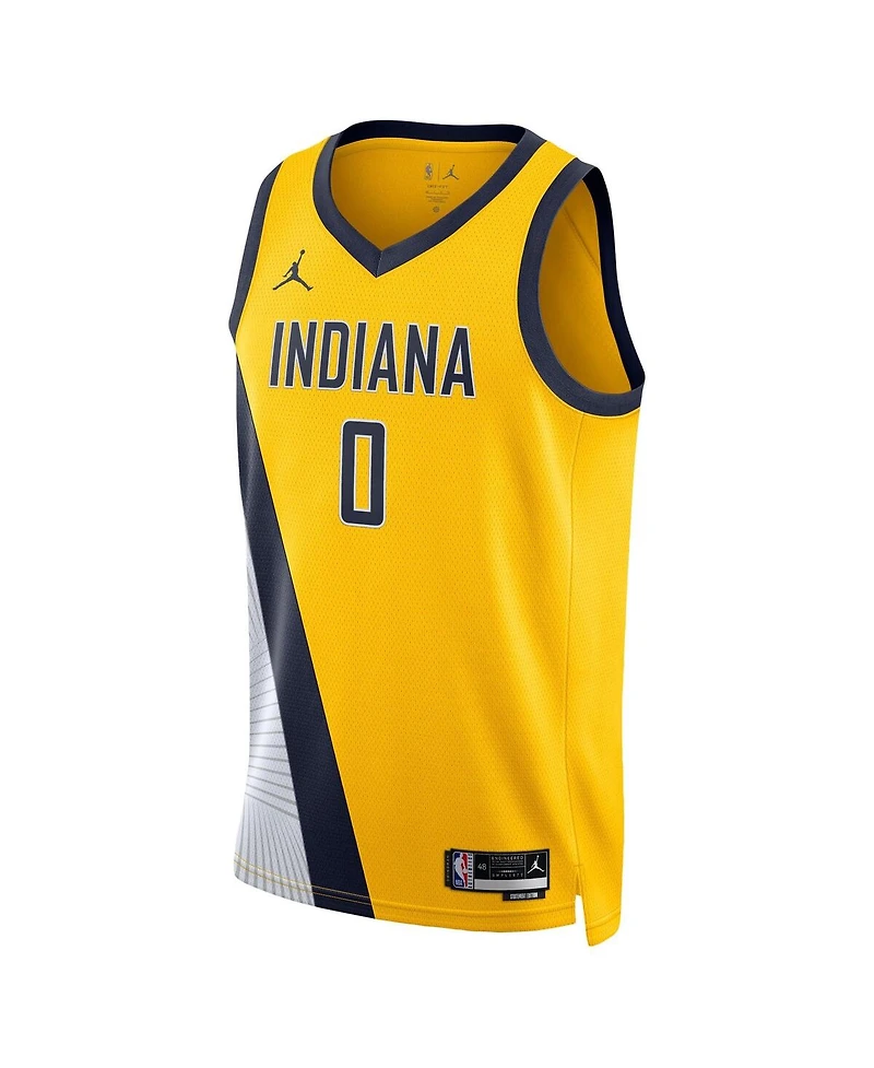 Men's and Women's Jordan Tyrese Haliburton Gold Indiana Pacers Swingman Jersey - Statement Edition