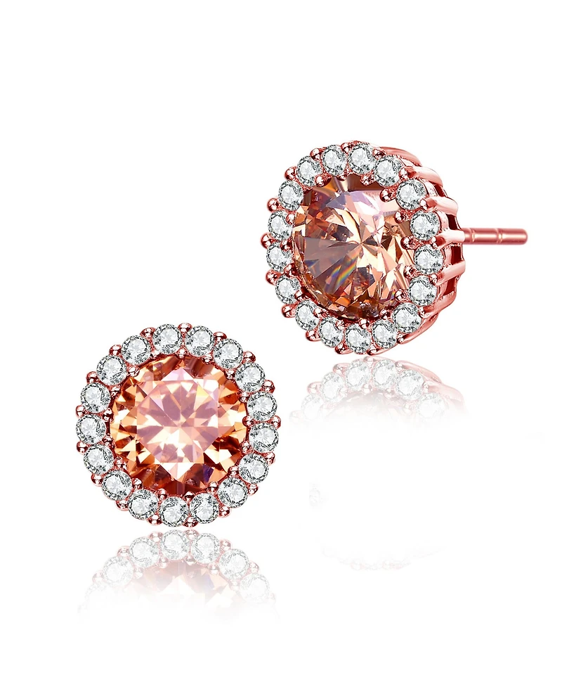Genevive Sterling Silver with Colored Cubic Zirconia Stud Earrings