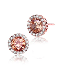 Genevive Sterling Silver with Colored Cubic Zirconia Stud Earrings
