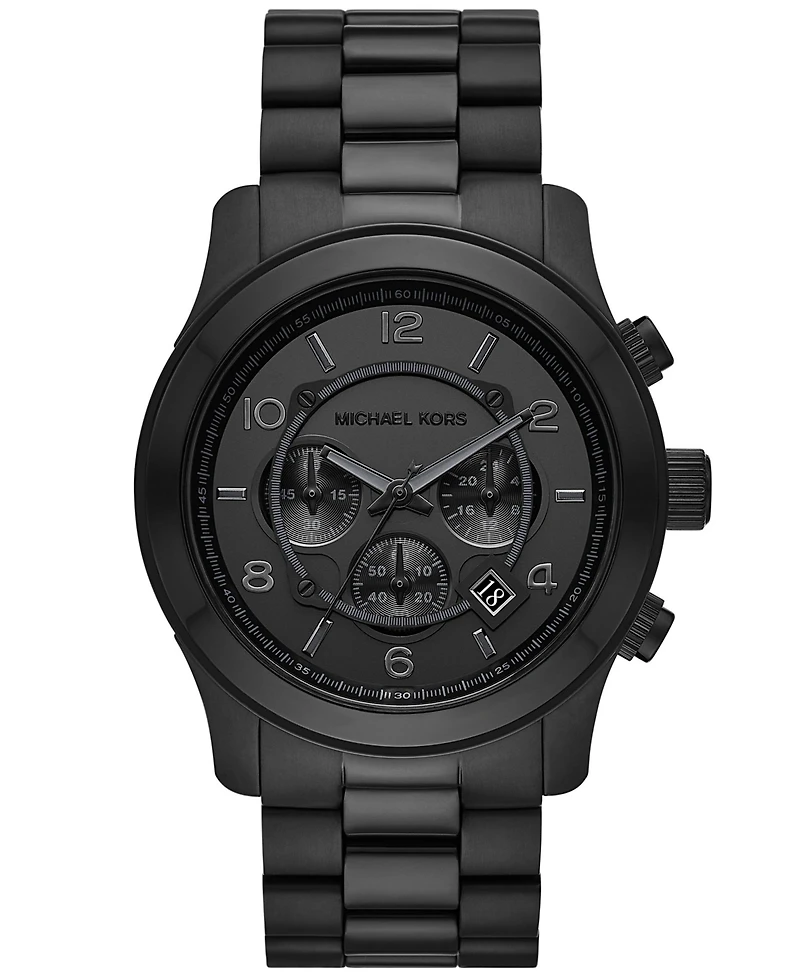 Michael Kors Unisex Runway Chronograph Black Stainless Steel Bracelet Watch, 45mm