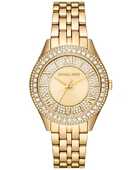 Michael Kors Women's Harlowe Three-Hand Gold-Tone Stainless Steel Bracelet Watch, 38mm
