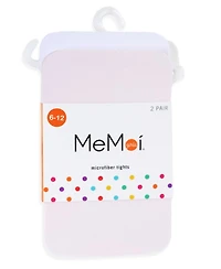 MeMoi Baby Girls 2 Pairs Solid Microfiber Tights