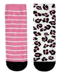 MeMoi Girls 2 Pairs Leopard Fuzzy Non-Skid Socks