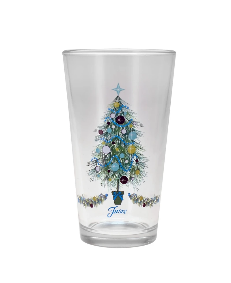 Fiesta Blue Christmas Tree Tapered Cooler 4 Piece Glass Set, 16 oz