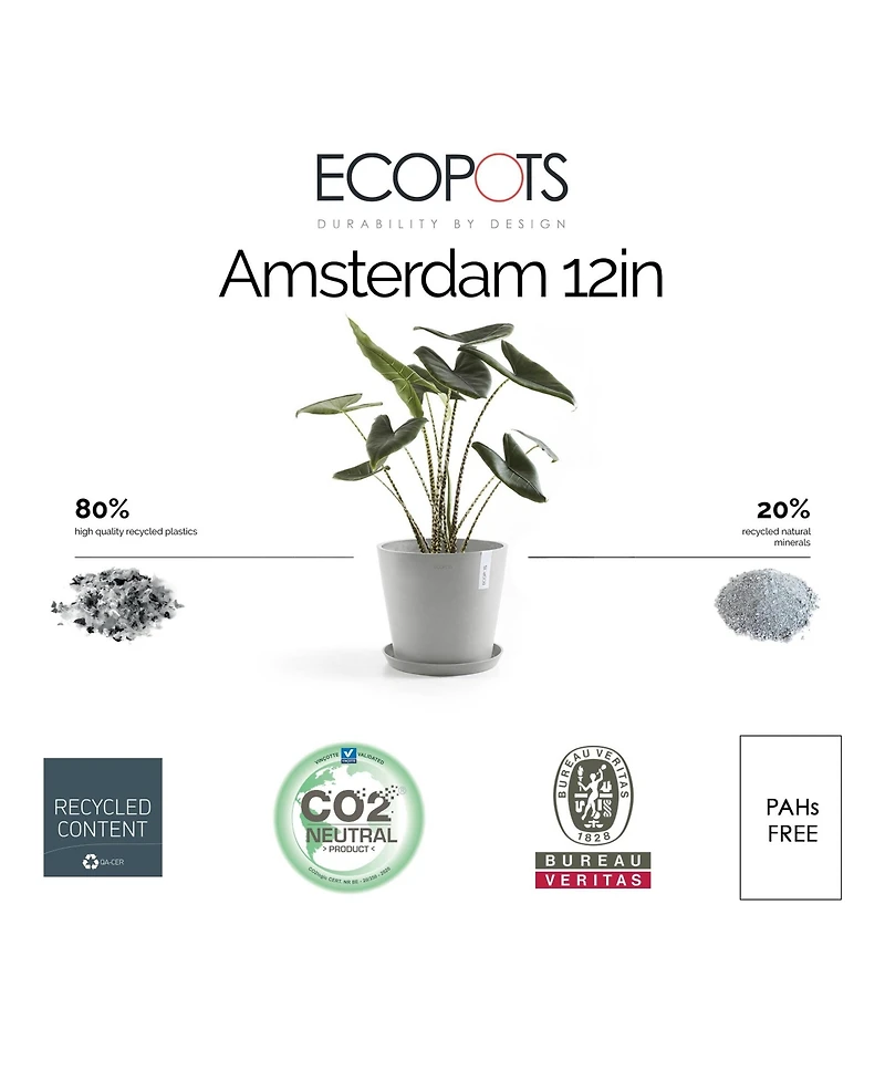 Ecopots Amsterdam Modern Round Indoor and Outdoor Planter