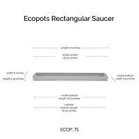 Ecopots Modern Plastic Rectangular Planter Saucer, 17.7in
