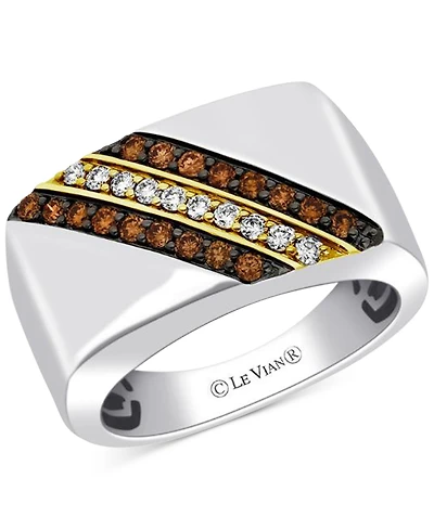 Le Vian Men's Chocolate Diamond (3/8 ct. t.w.) & Nude Diamond (1/5 ct. t.w.) Diagonal Ring in Sterling Silver & 14k Gold-Plate