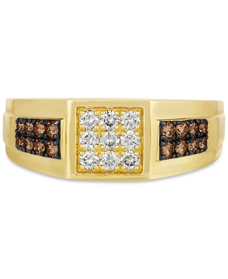 Le Vian Chocolatier Men's Chocolate Diamond (1/3 ct. t.w.) & Vanilla Diamond (1/3 ct. t.w.) Cluster Ring in 14k Gold