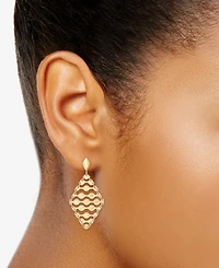 Textured Openwork Geometric Drop Earrings in 10k Gold