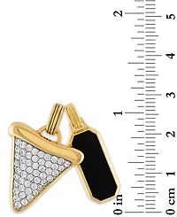 Esquire Men's Jewelry 2-Pc. Set Onyx Dog Tag & Cubic Zirconia Pave Shark Tooth Amulet Pendants in 14k Gold-Plated Sterling Silver, Created for Macy's