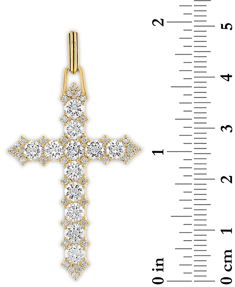 Esquire Men's Jewelry Cubic Zirconia Cross Pendant in 14k Gold-Plated Sterling Silver, Created for Macy's