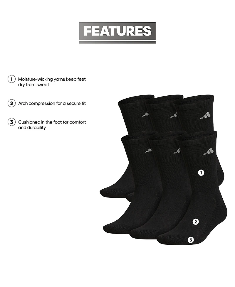 adidas Men's Cushioned Athletic 6-Pack Crew Socks
