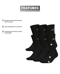 adidas Men's Cushioned Athletic 6-Pack Crew Socks