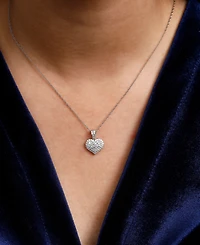Black Diamond (1/2 ct. t.w.) & White Diamond (1/2 ct. t.w.) Reversible Pave Heart 18" Pendant Necklace in 14k White Gold
