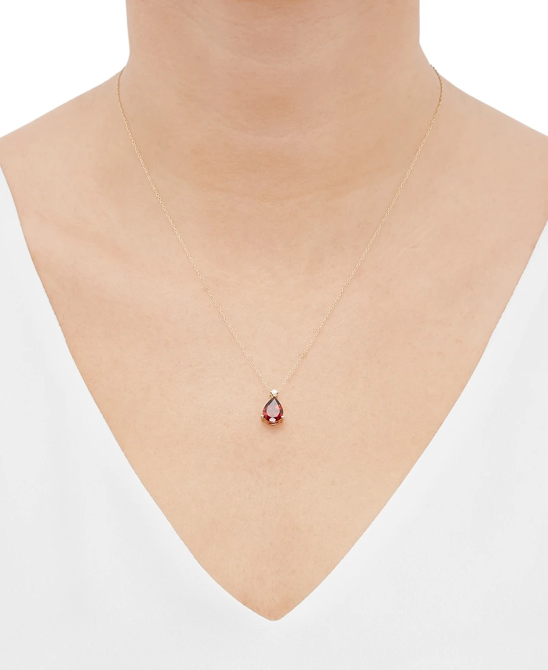 Garnet (1-3/4 ct. t.w.) & Diamond Accent 18" Pendant Necklace in 14k Gold