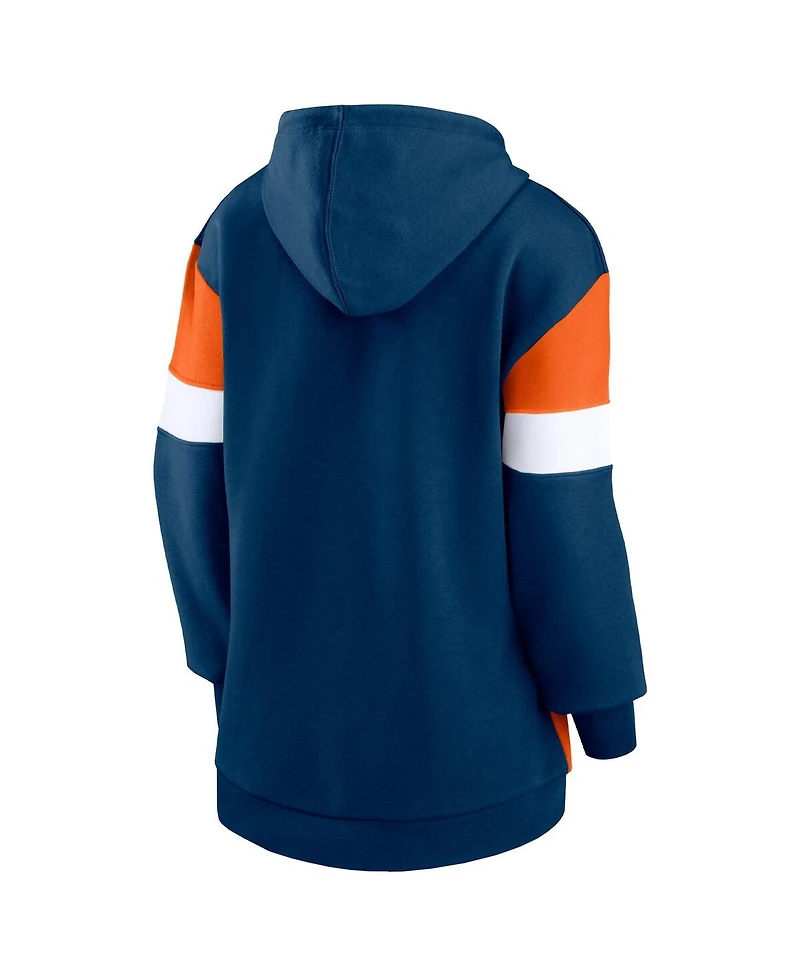Women's Fanatics Navy, Orange Chicago Bears Lock It Down Pullover Hoodie