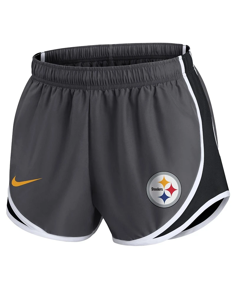 Women's Nike Charcoal Pittsburgh Steelers Logo Performance Tempo Shorts