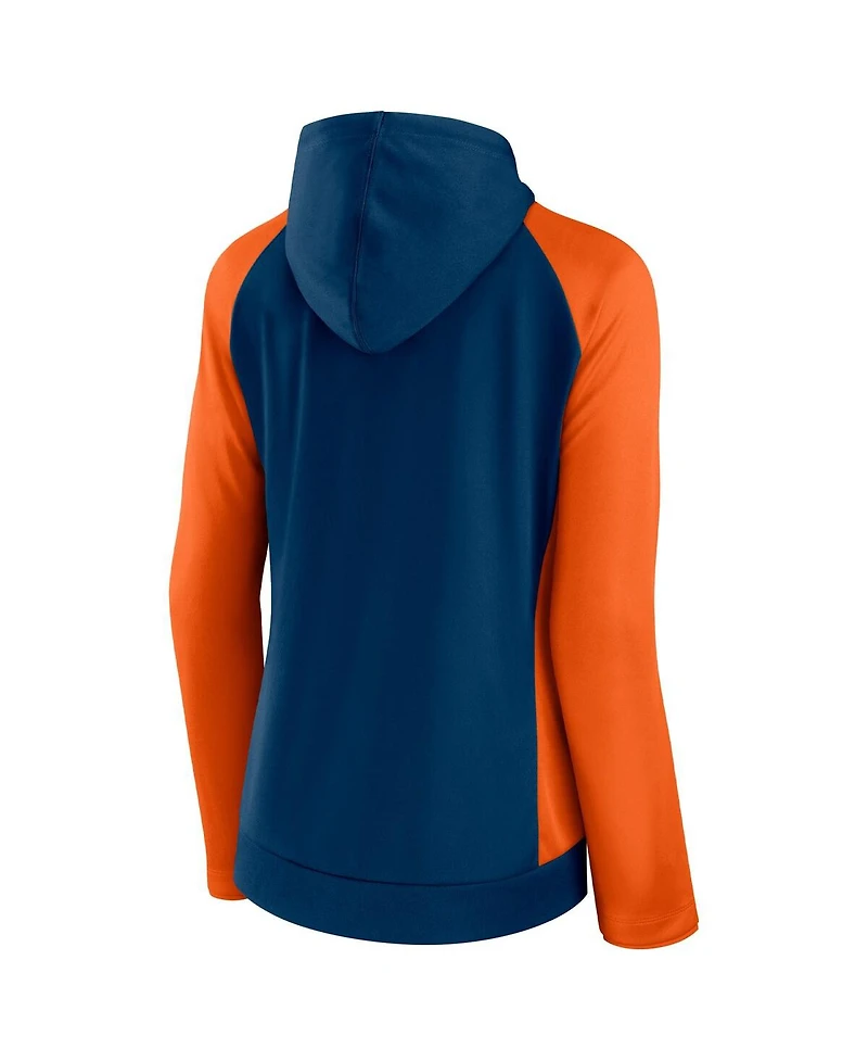 Women's Fanatics Navy, Orange Chicago Bears End Around Raglan Full-Zip Hoodie