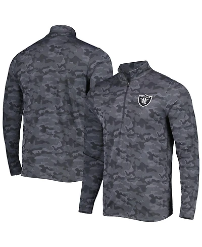 Men's Antigua Black Las Vegas Raiders Brigade Quarter-Zip Sweatshirt