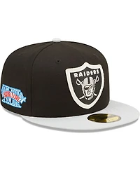 Men's New Era Black, Silver Las Vegas Raiders Super Bowl Xviii Letterman 59FIFTY Fitted Hat