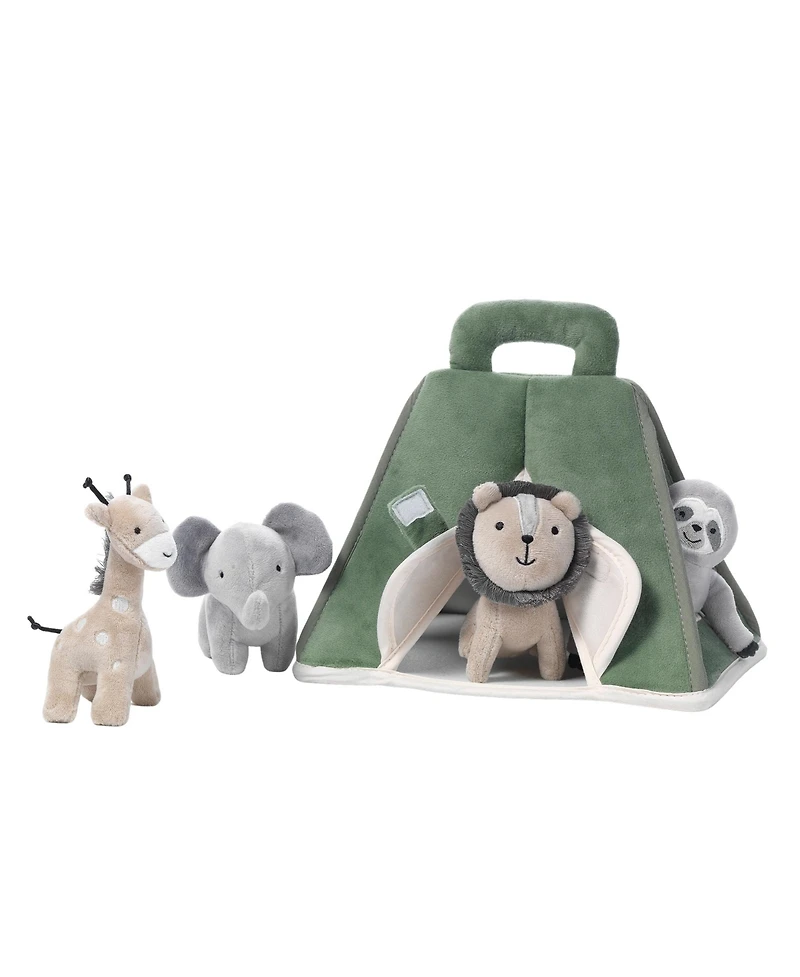 Lambs & Ivy Interactive Plush Safari/Jungle Green Tent with Stuffed Animal Toys