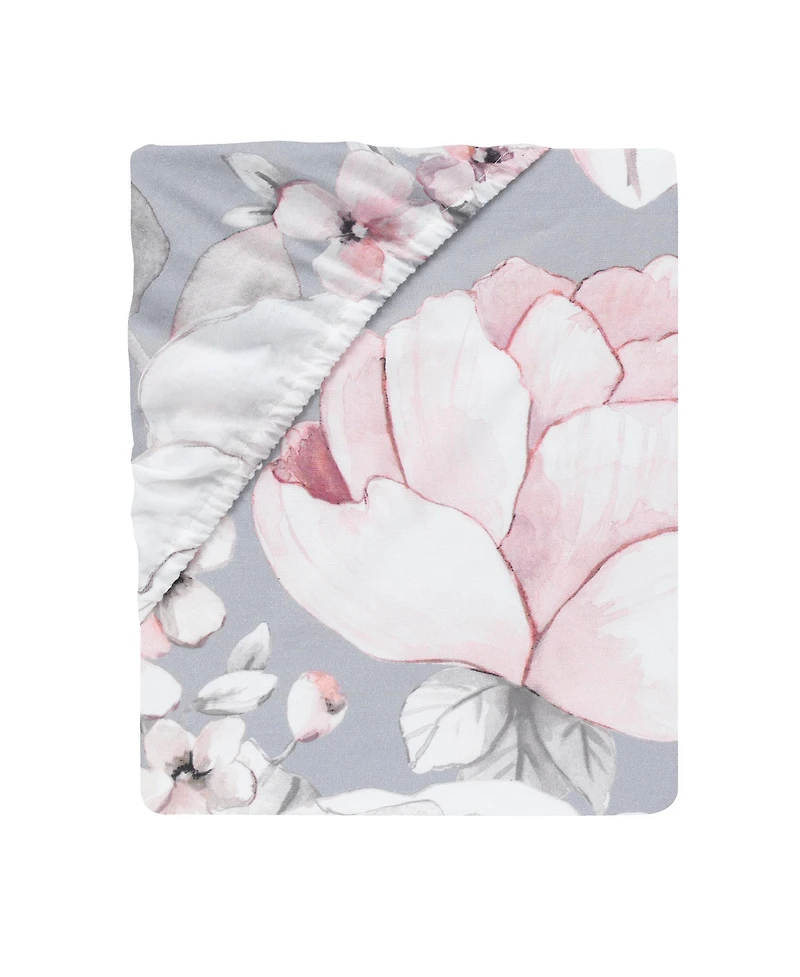 Lambs & Ivy Signature Botanical Baby Watercolor Floral Cotton Crib Sheet