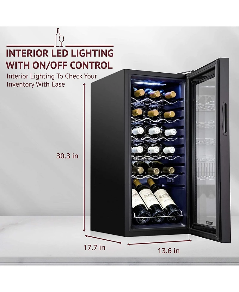 Schmecke Wine Fridge, 18 Bottle Wine Cooler, freestanding