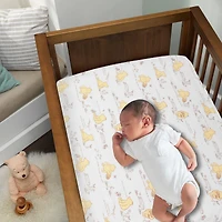 Lambs & Ivy Baby Disney Storytime Pooh 100% Cotton Fitted Crib Sheet - White